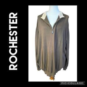Rochester 100% Pima Cotton Half Zip Pullover Brown/Tan Men’s Sweater Size 3XL